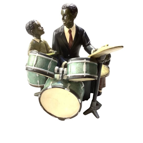 Enesco Father, Son, and Daughter Drummer Figurine Sculpture*African American - Picture 1 of 8
